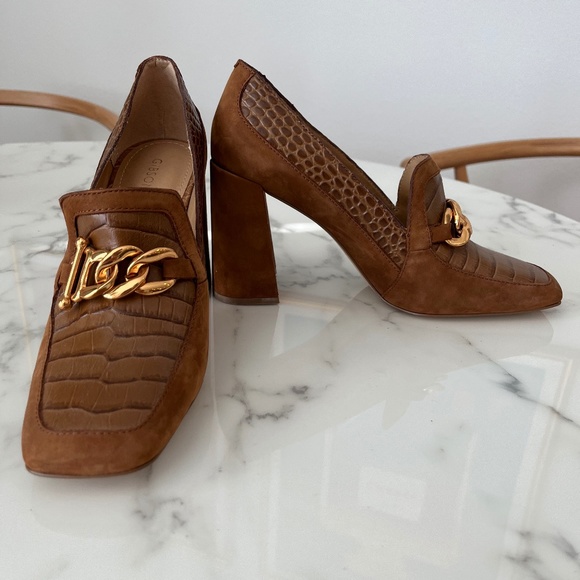 Gibson Latimer Ritah Camel Suede Leather Heeled Loafer - Picture 3 of 6